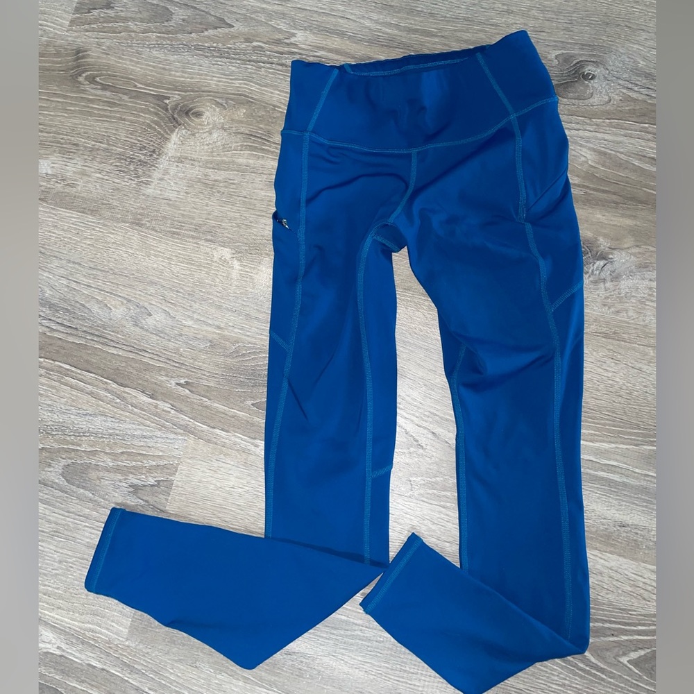 Athleta blue leggings with side zippers